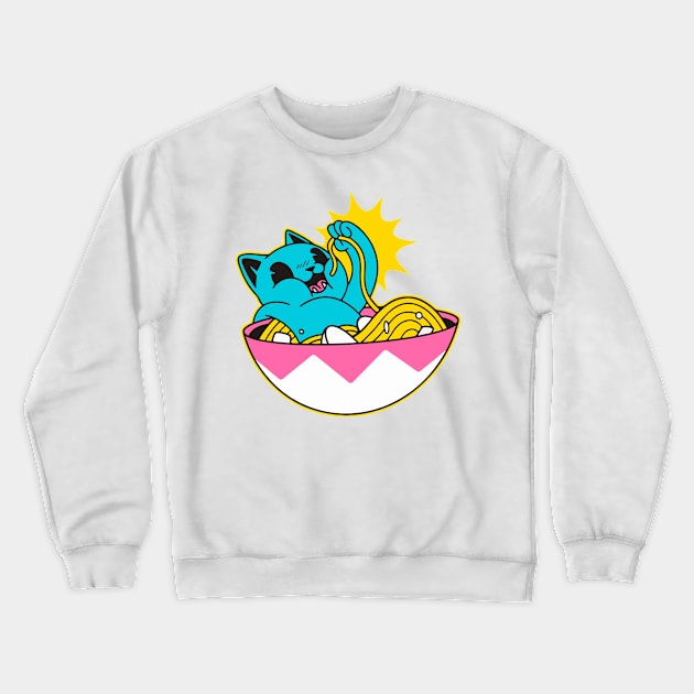 Cat Ramen Crewneck Sweatshirt by timegraf